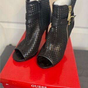 Guess Black Peep-Toe Heeled Boots